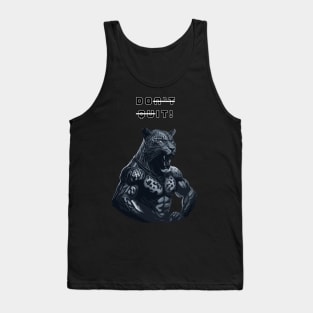 Posing muscular leopard gym motivational quote Tank Top